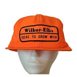 Vintage K Products Farm Patch Trucker Hat Wilbur Ellis Logo Neon Orange USA Made